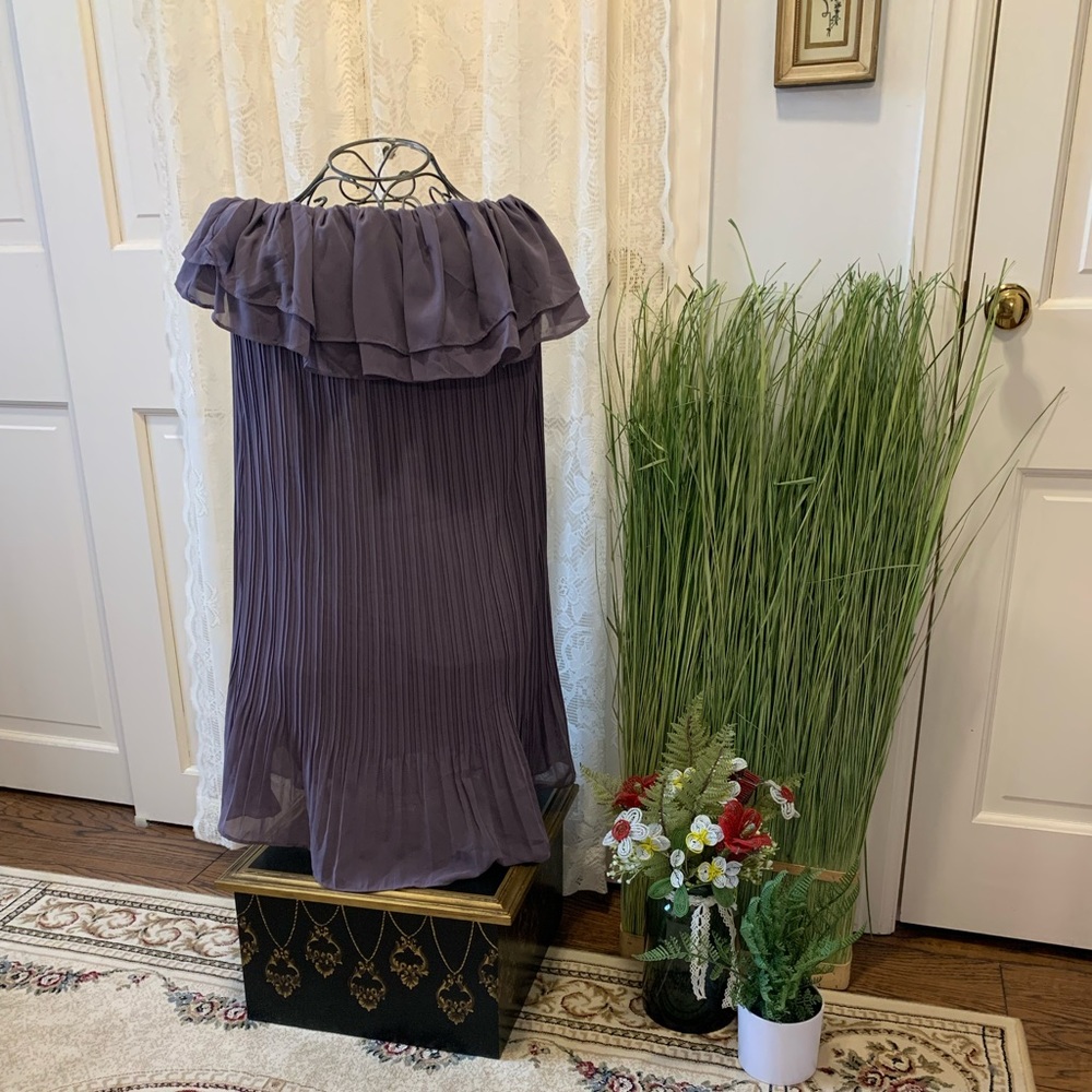 Pleated ruffled Plumb Dress. NWT.